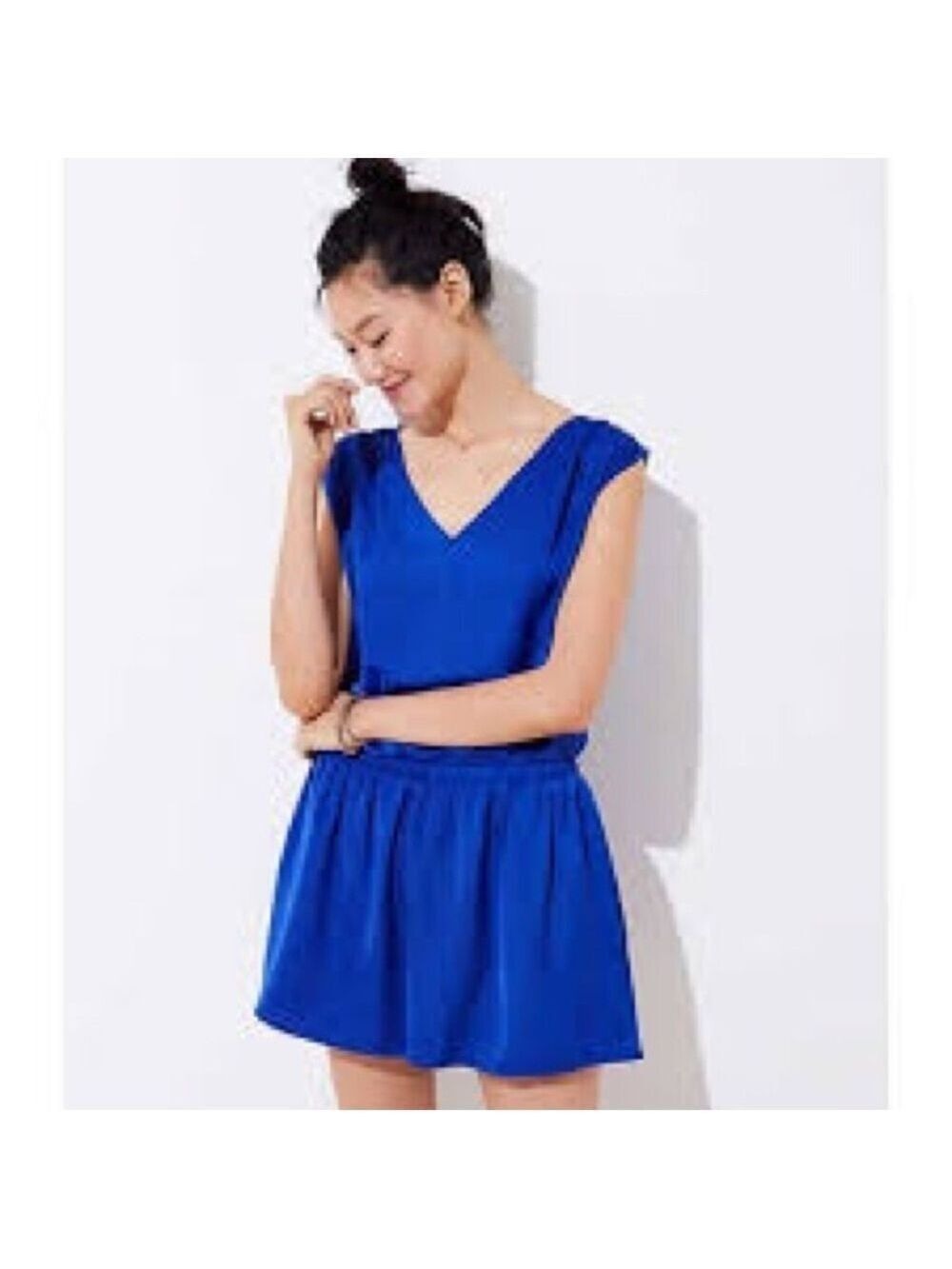 LOFT Blue Sleeveless Romper Sz Medium